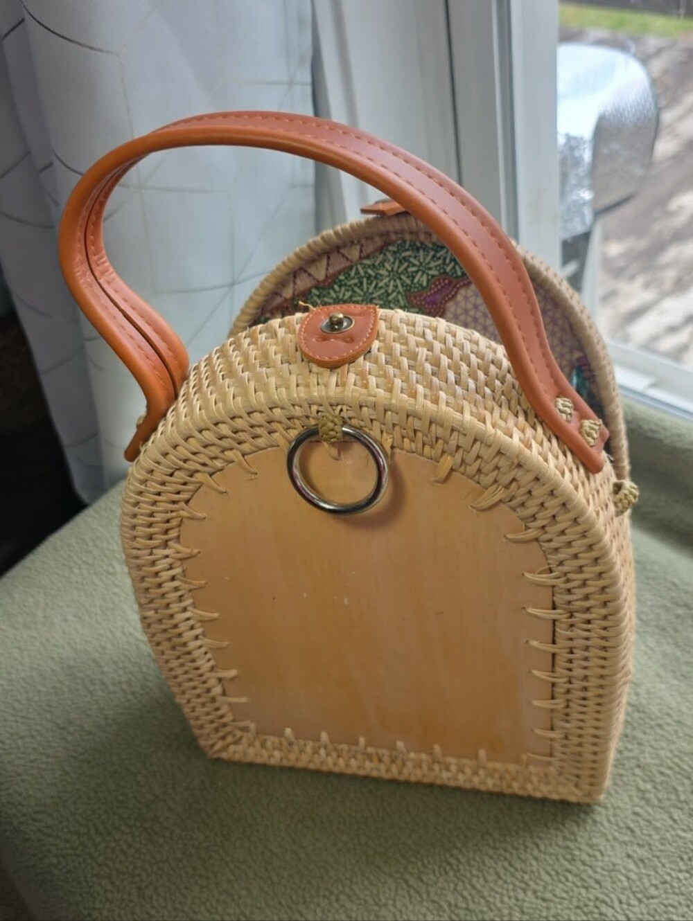 NWT (No Tag) 2 In 1 Woven Straw Backpack/Purse Bag - Pink Accents/ 1012 - Picture 6 of 6